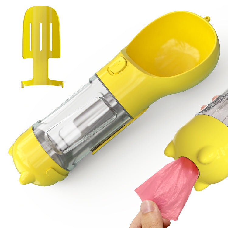 3-in-1 Portable Dog Water Bottle with Foldable Bowl & Waste Bag Dispenser – Leak-Proof Travel Set