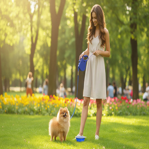 3-in-1 Retractable Dog Leash with Built-In Water Bowl