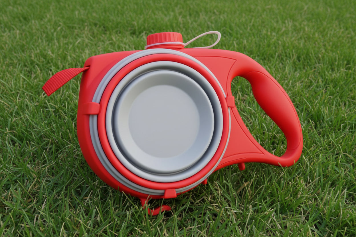 3-in-1 Retractable Dog Leash with Built-In Water Bowl