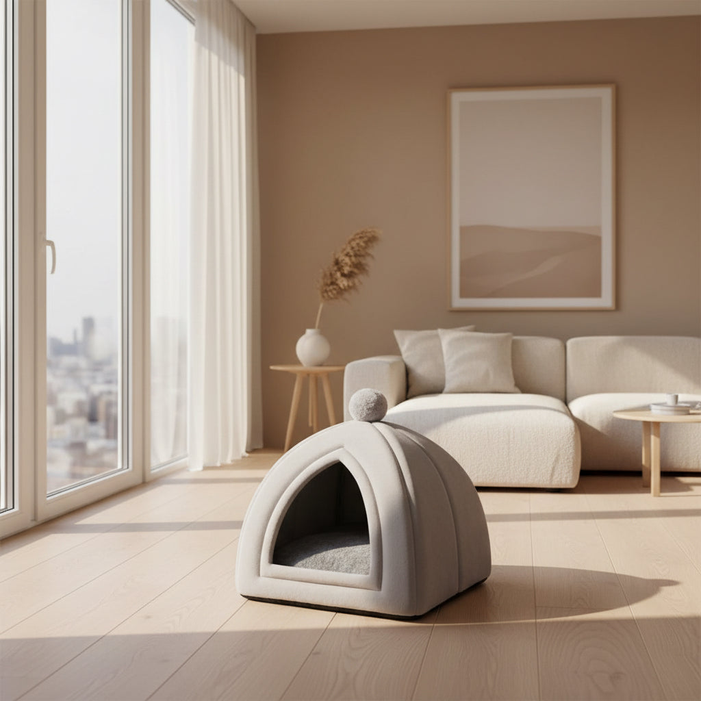 Foldable Enclosed Cat House – Warm Indoor Pet Bed