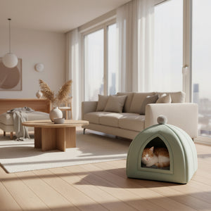 Foldable Enclosed Cat House – Warm Indoor Pet Bed