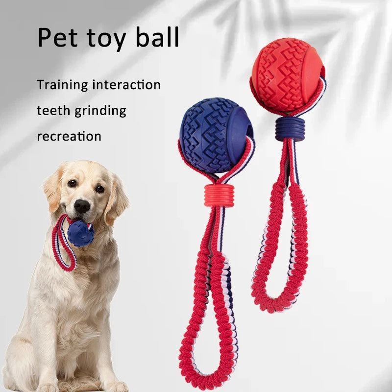 Dog Chew Ball with Rope – Durable Interactive Fetch Toy