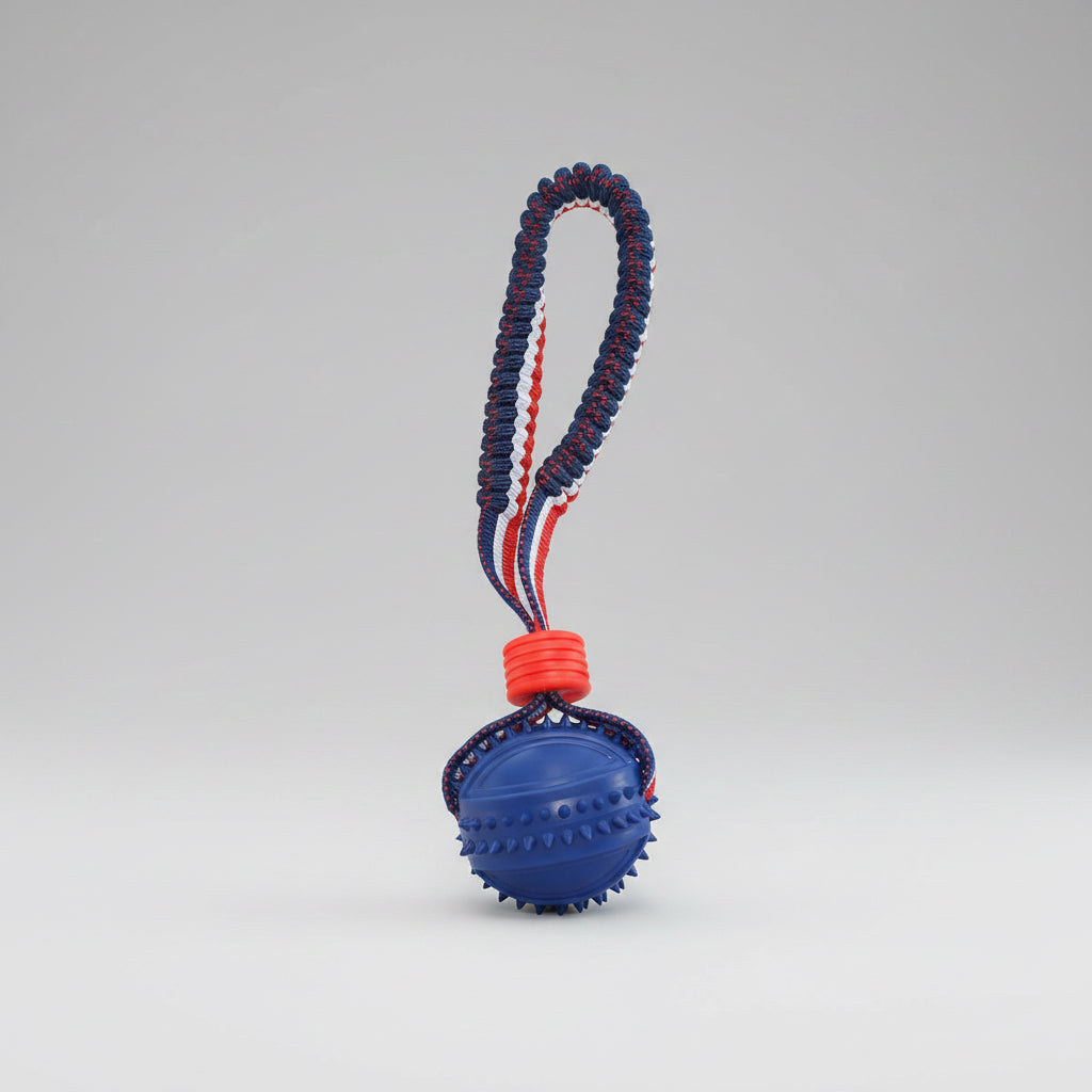 Dog Chew Ball with Rope – Durable Interactive Fetch Toy