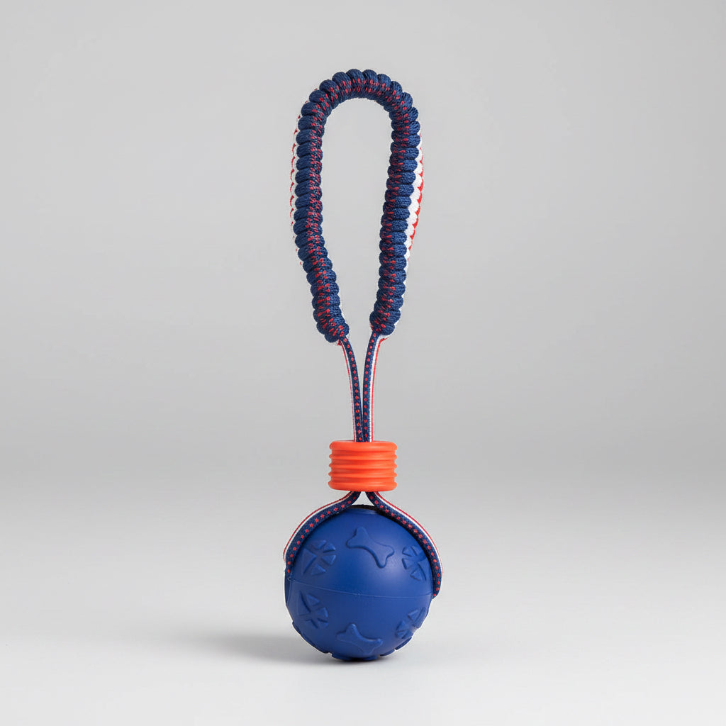 Dog Chew Ball with Rope – Durable Interactive Fetch Toy